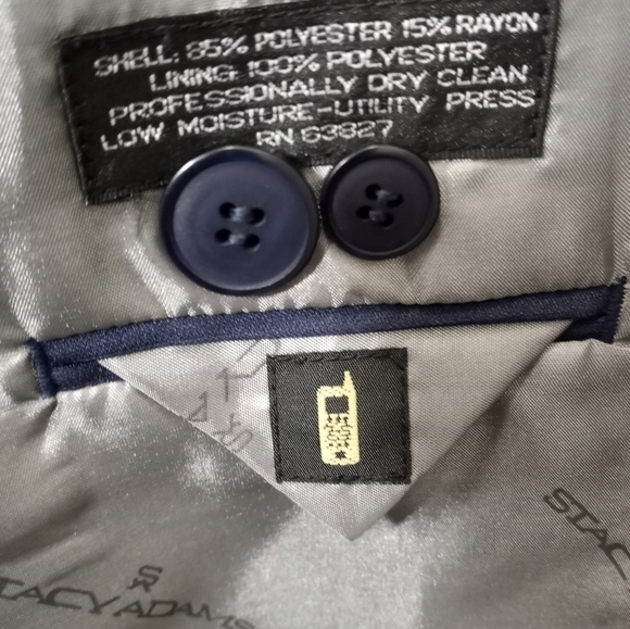 Stacy Adams Gold Label Size 44L Dark Blue Blazer Suit Jacket Coat - Picture 7 of 15